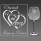 Mariage, St Valentin, verrerie, verre à vin, verre à eau