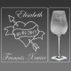 Mariage, St Valentin, verrerie, verre à vin, verre à eau